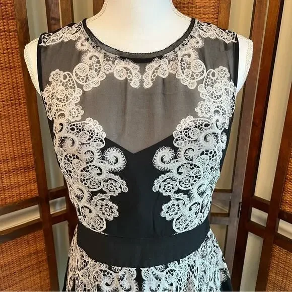 Karen Millen Black Gray Silk Cocktail Dress Lined Sleeveless Size 8 - Picture 3 of 12